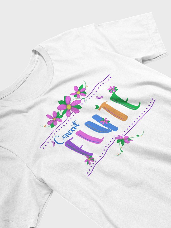 Unisex Fit - Floral Flute T-Shirt - Blue Concert Flute Letters product image (2)