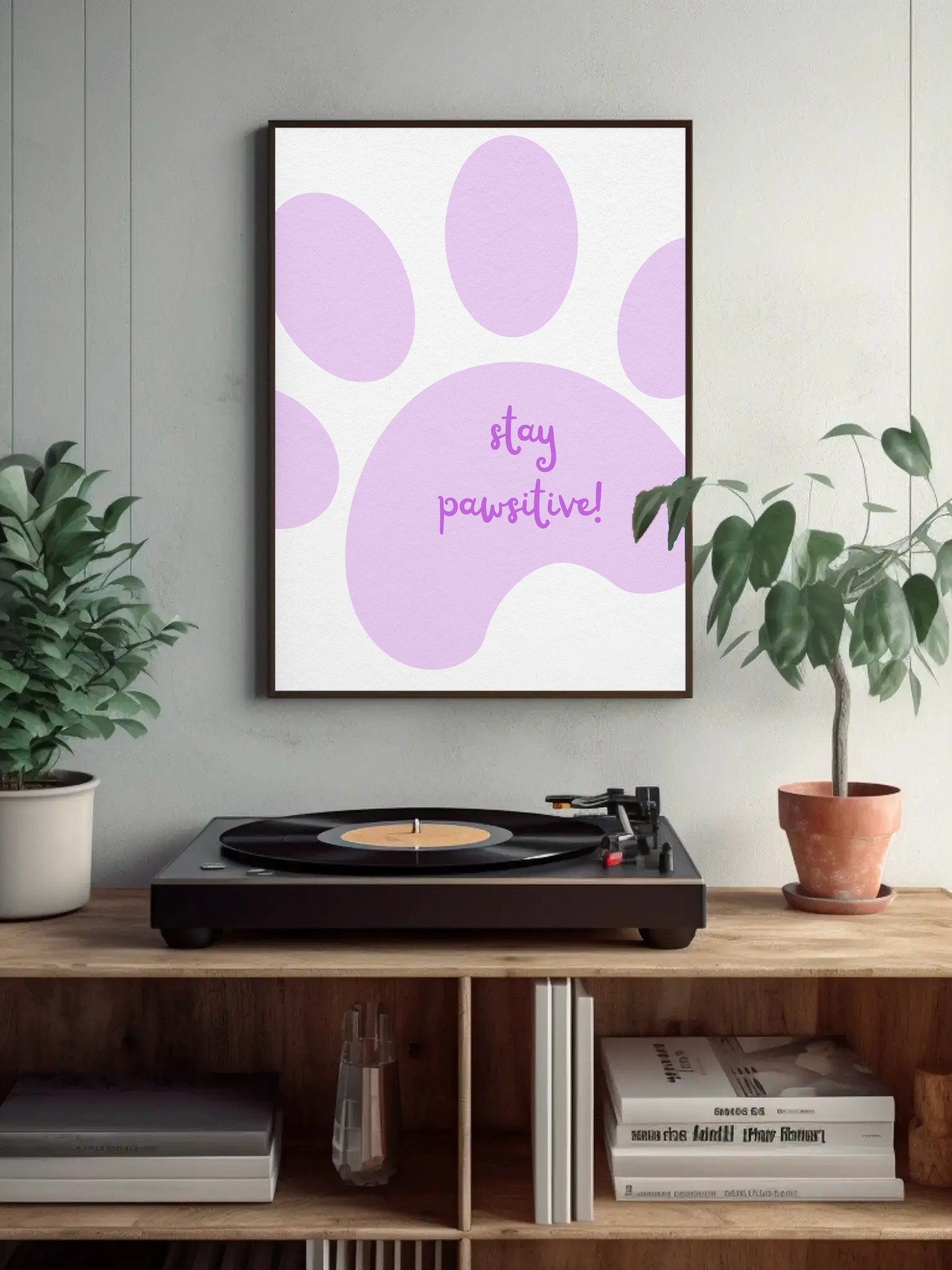 Stay Pawsitive Paw Print Wall Art - Cute Motivational Animal Poster Minimalist Pet Decor Inspirational Quote Print, Kids Room or Nursery Art product image (4)