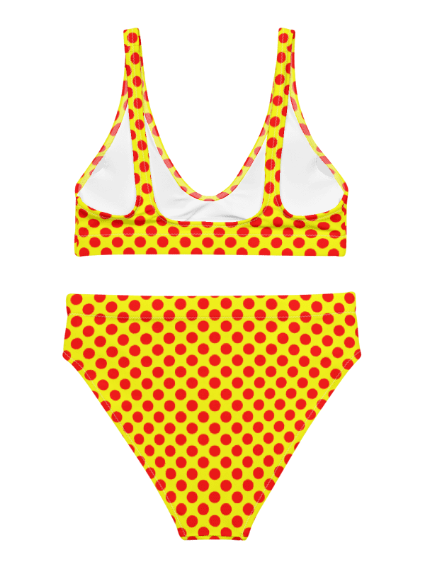 Red Polka Dots on Yellow High Waist Bikini Set product image (6)