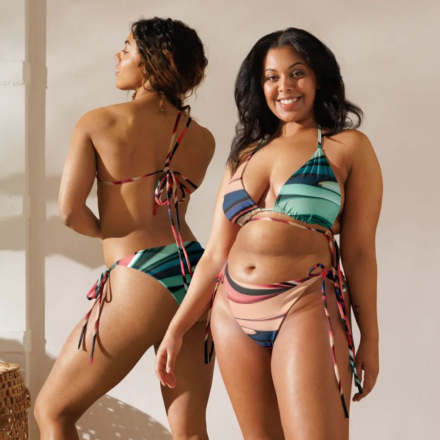 TDS Music Recycled String Bikini Set in Abstract Colors (2XS-6XL) product image (1)