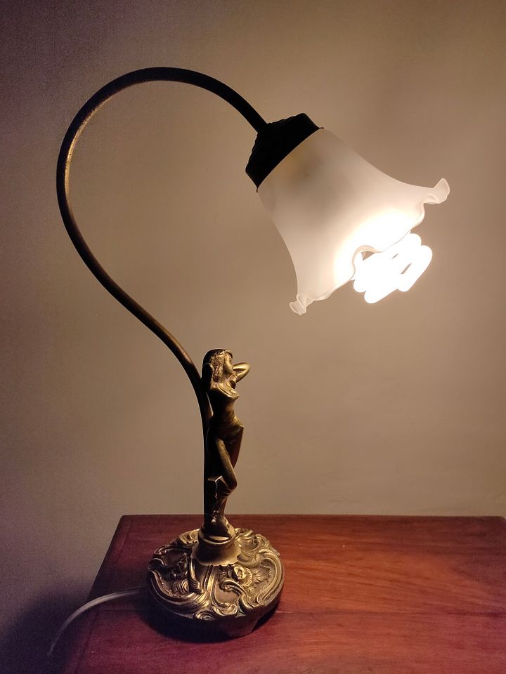 Candeeiro art nouveau, candeeiro de mesa erótico mulher no poste, decoração única de escritório, presente casamento, candeeiro, natal product image (2)