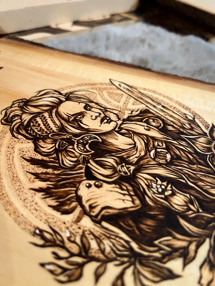 Valkyrie with Deadly Nightshade Pyrography product image (2)