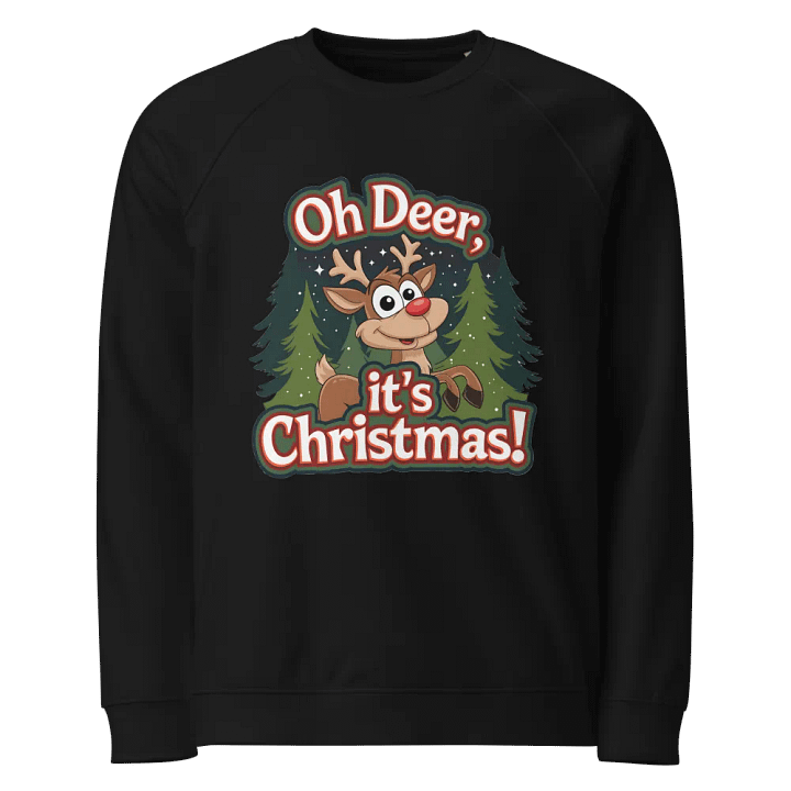 Cheerful Christmas Reindeer Organic Sweatshirt product image (1)