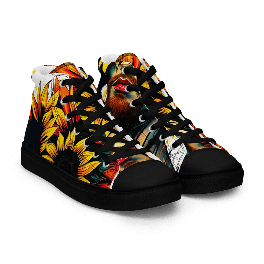 Van Gogh's sunflower gaze, Men's premium canvas High Tops product image (8)