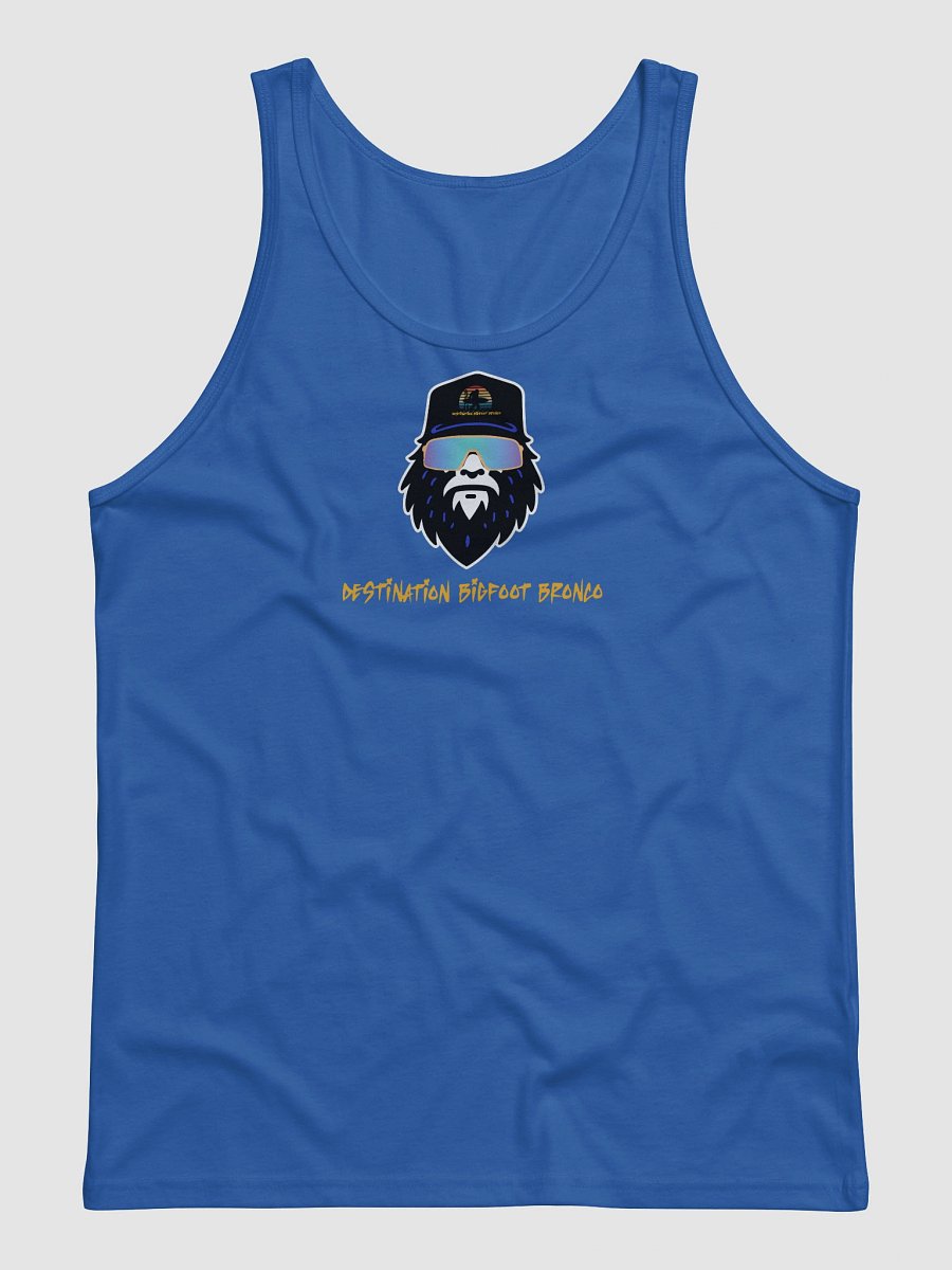 Destination Bigfoot Bronco Synthwave Bella+Canvas Jersey Tank (Blue) product image (1)