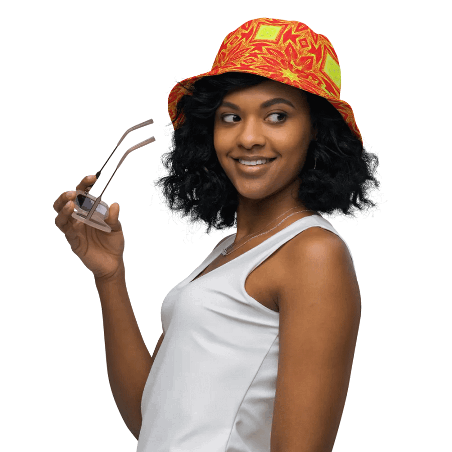 Abstract Repeating Orange Flower Unisex Bucket Hat product image (6)