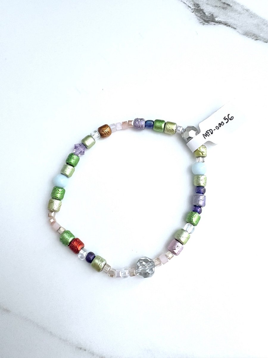 Iridescent Glow | Pearlescent & Mirrored Beaded Bracelet | Handmade 7.5" Stretch Bracelet | Coastal Charm Jewelry by Monique Faella Designs™ | MFD-00056 product image (6)