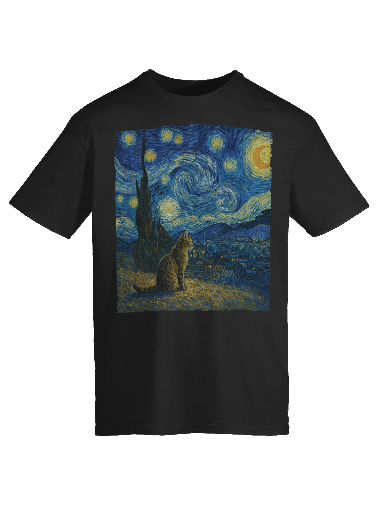 Starry Night Van Gogh Style Tabby Cat T-Shirt product image (57)