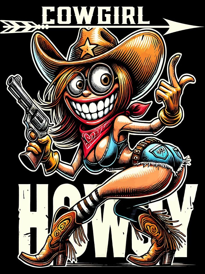Wild West Cowgirl Cartoon T-Shirt product image (2)