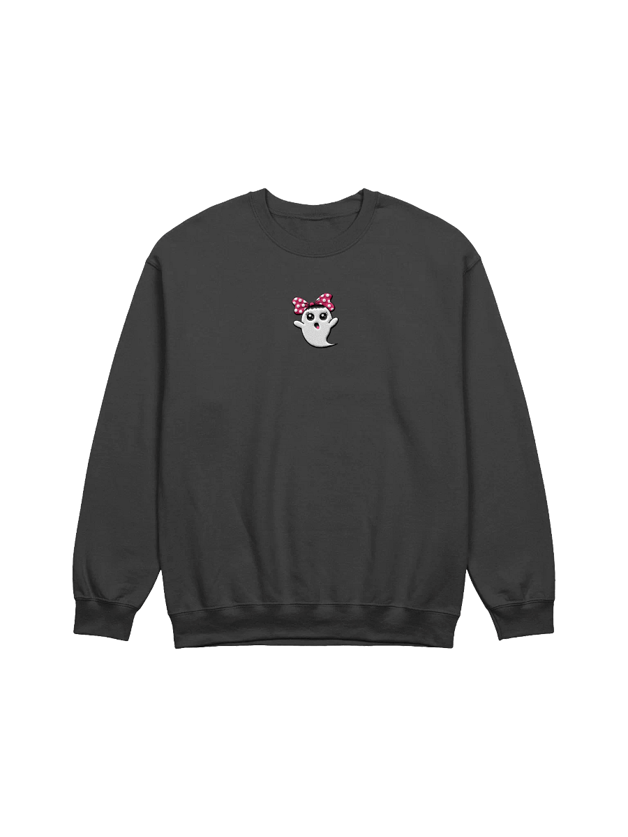 Embroidered Pink Ghost Sweatshirt, Pink Bow Halloween Crewneck, Fall Sweatshirt for Women, Cute Pink Bow Shirt product image (4)