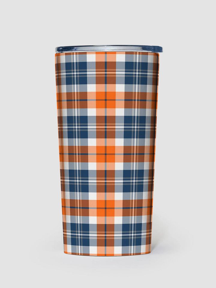 Orange and Blue Sporty Plaid Travel Tumbler product image (2)