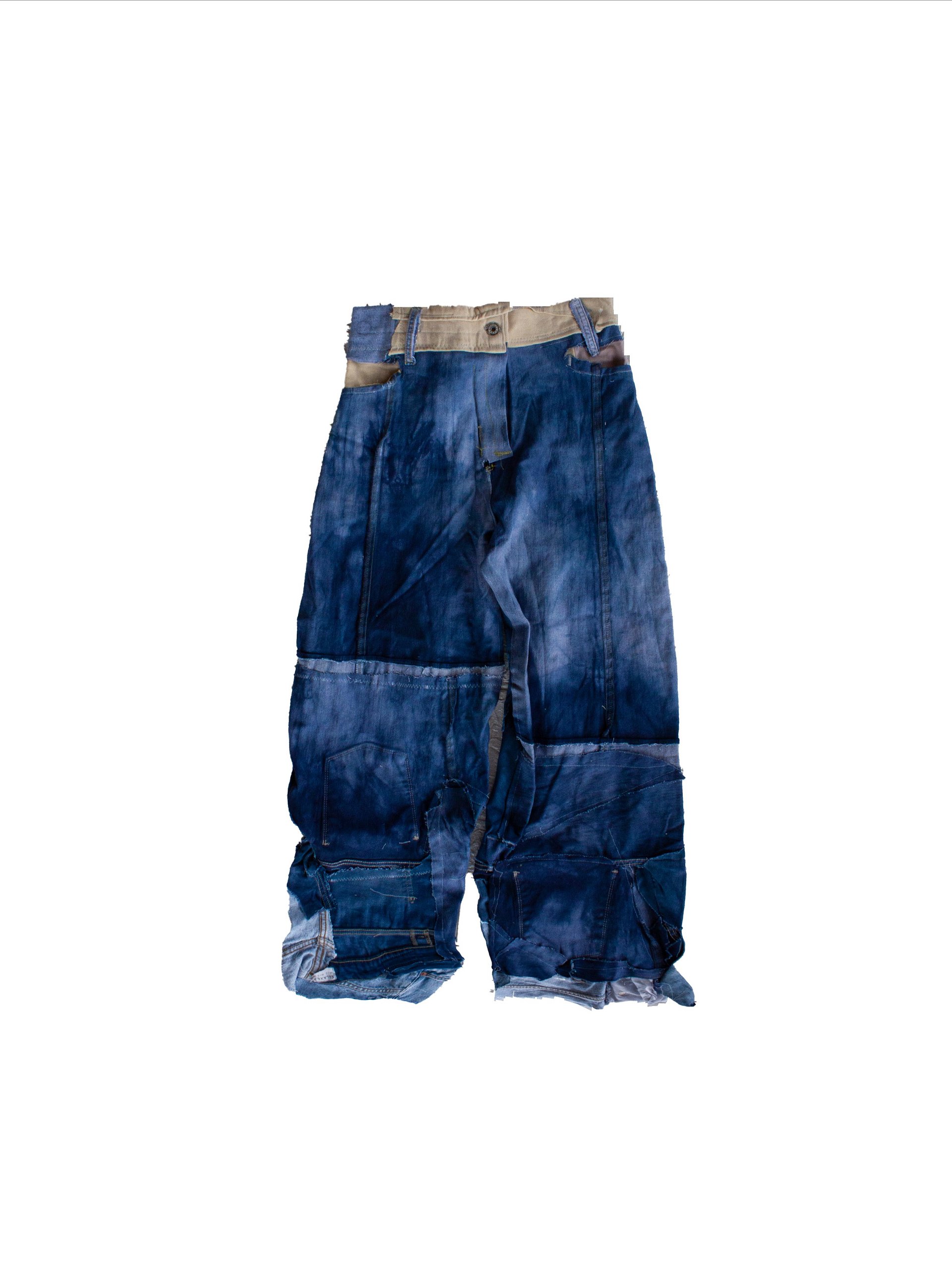 Blue Panel Patchwork Denim Trousers – 32 product image (8)