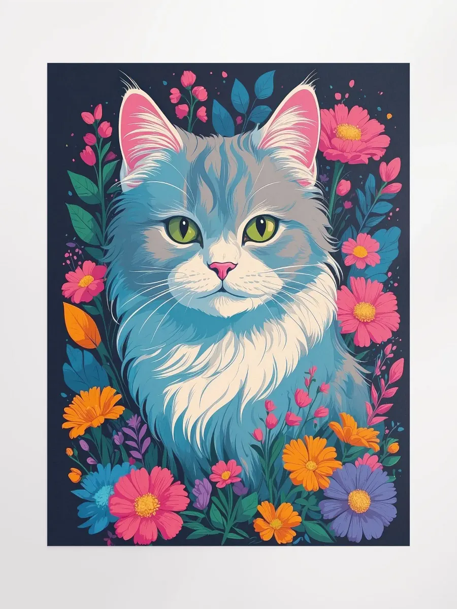 Flower Cat v1 - Poster - Medium Size 18x24 Inches product image (1)