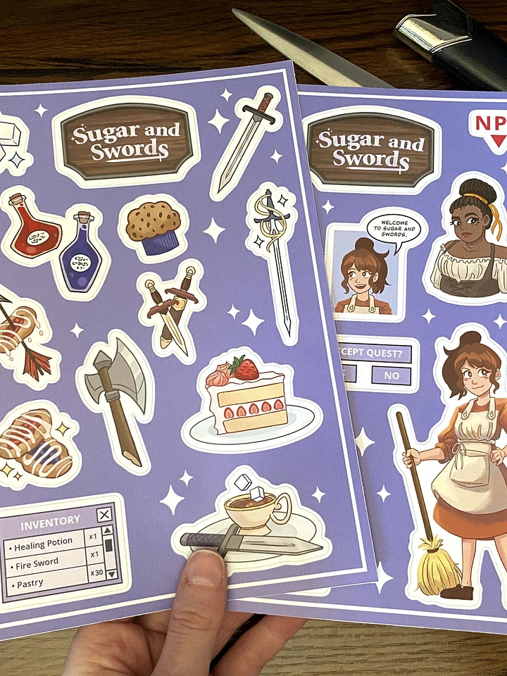 Webtoon Sugar and Swords Sticker Sheets - Character or Item Stickers! product image (1)