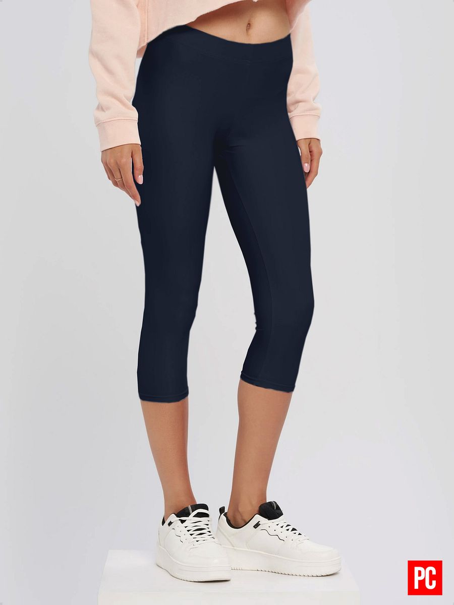 Plain Color Navy Blazer Yoga Capri Leggings product image (2)