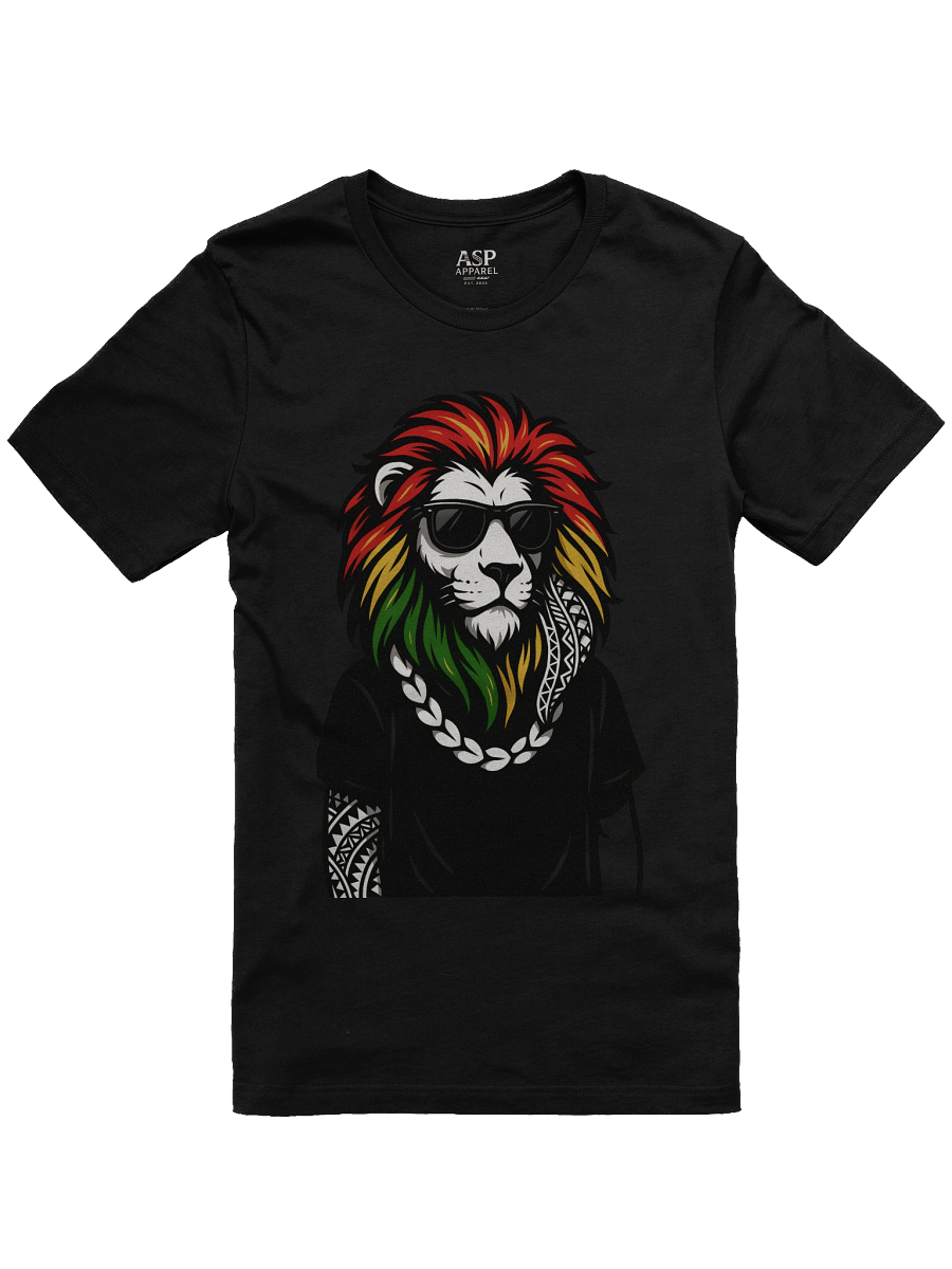 Reggae Lion Head T-Shirt – Polynesian Tribal Streetwear Design with Rasta Colors | Samoan Island Vibes by ASP Apparel product image (1)