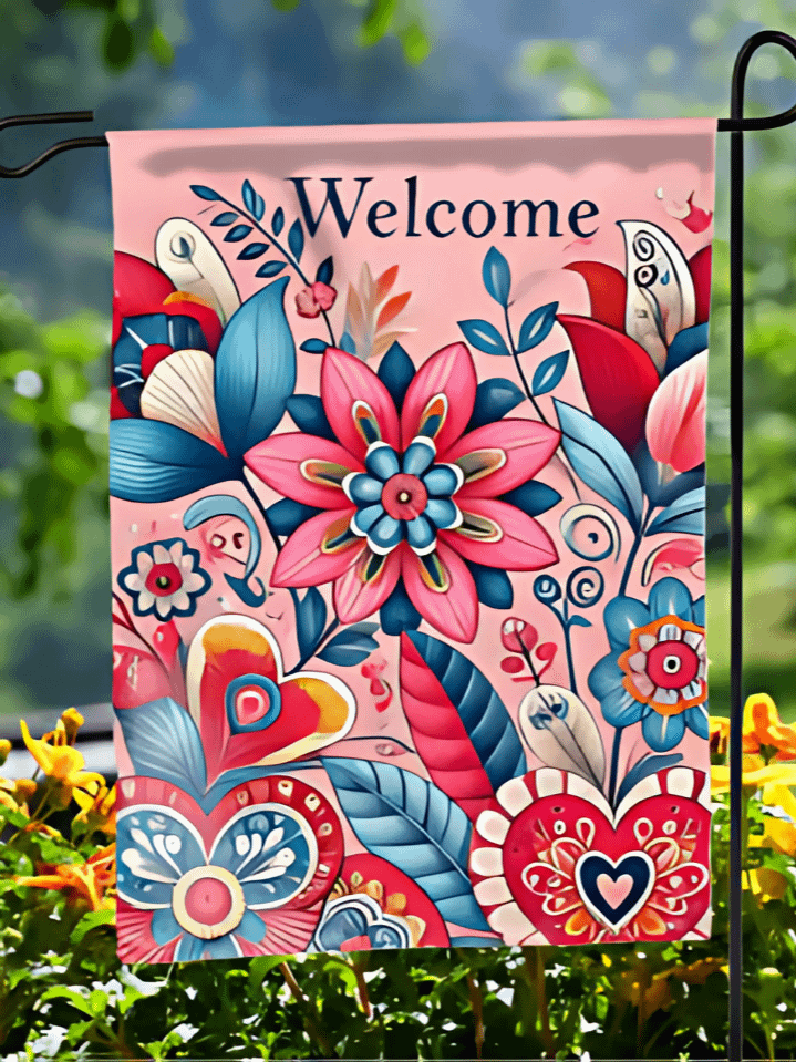 Valentine’s Day Welcome Flag – Garden Decor Design – Sublimation PNG File – 300 DPI Print-Ready – Instant Digital Download for Festive Touch product image (1)