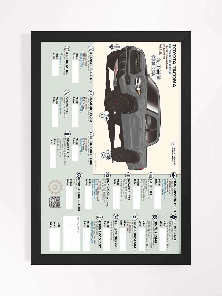 3RD GEN MAINTENANCE TRACKER V1.2 - Gray (FRAMED) product image (2)