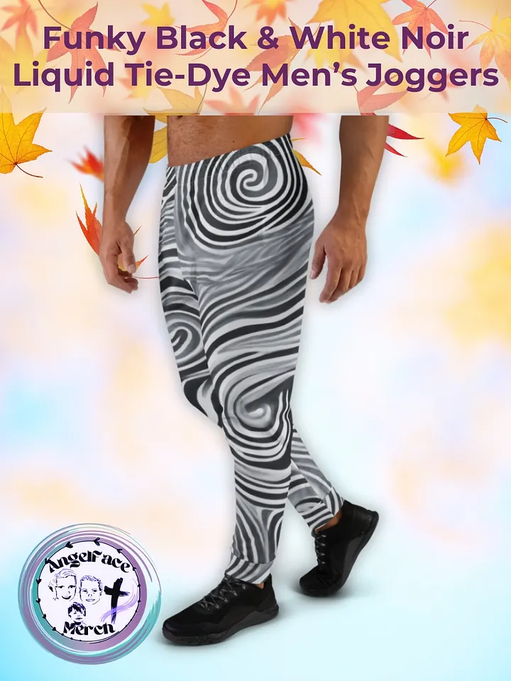 Funky Black and White Noir Liquid Tie-Dye Men's Joggers product image (1)