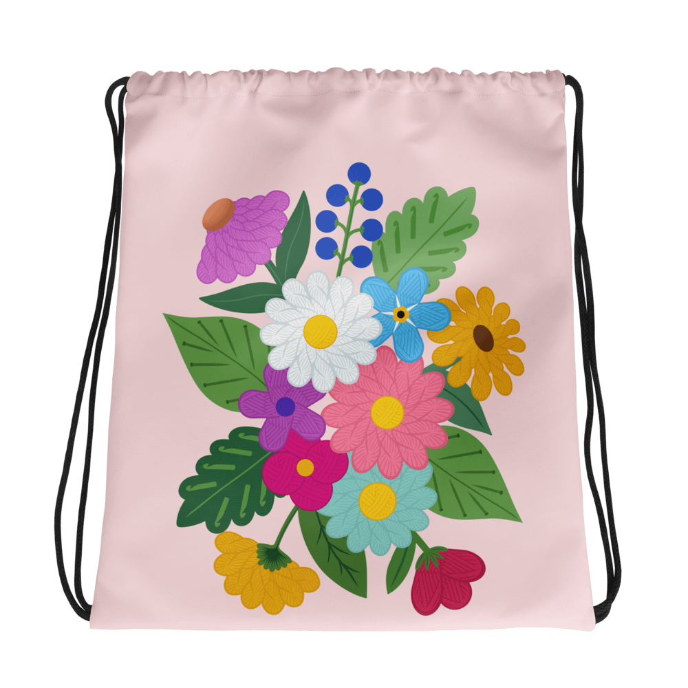 Floral Yarn Drawstring Backpack product image (1)