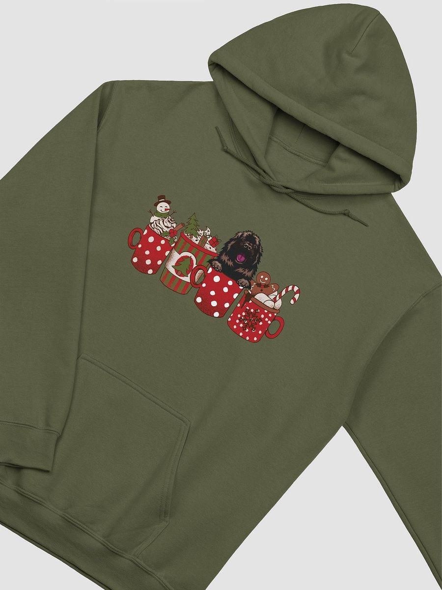 Cute Newfoundland Dog in a Christmas Cup Hooded Sweatshirt | Funny Christmas Pup in a Cup product image (15)