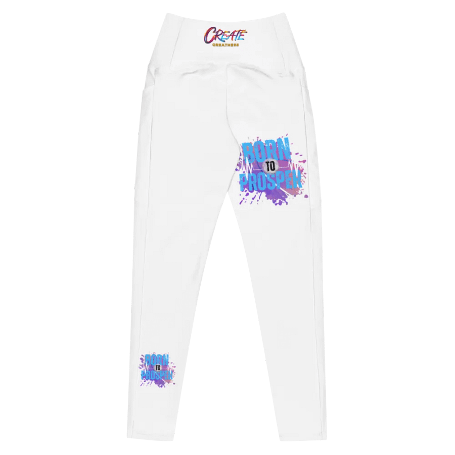 Born to Prosper White with prints Leggings product image (7)