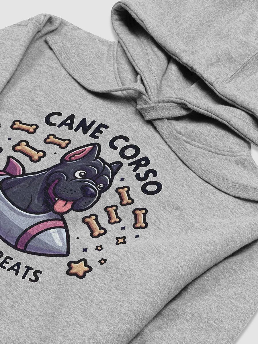 Title: Cane Corso Powered by Treats Hoodie – Fun and Cozy Dog Lover Apparel product image (3)
