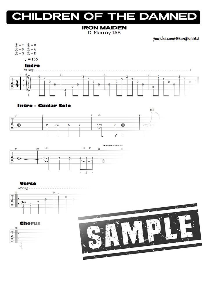 Children of the Damned PDF TAB + Backing Track MP3 product image (2)