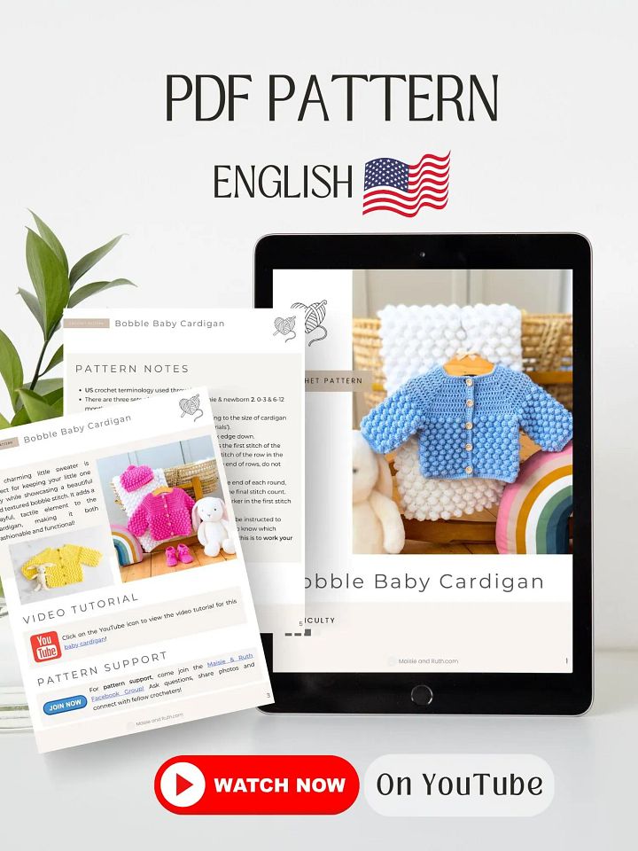Crochet Pattern: Bobble Baby Cardigan product image (2)