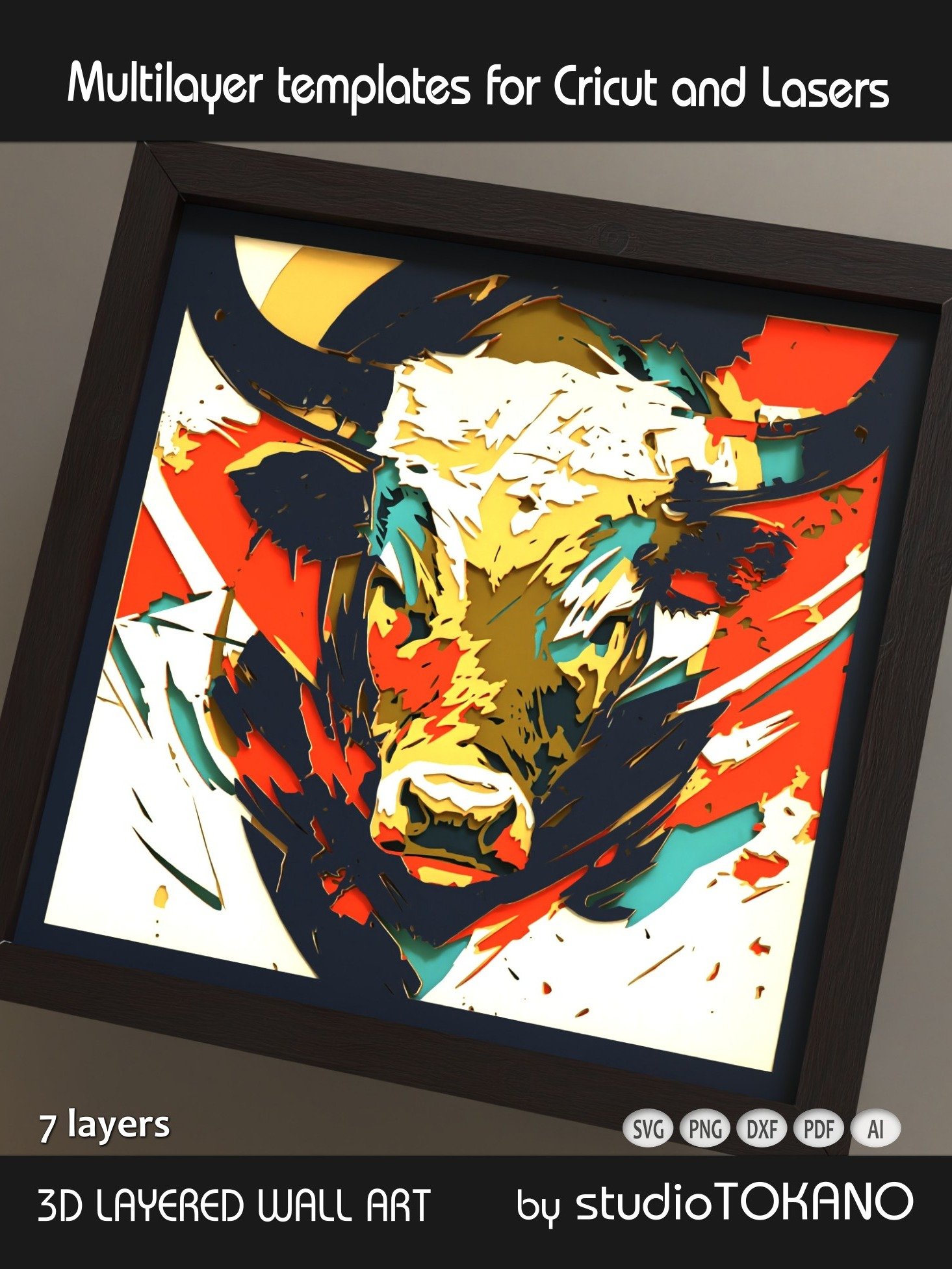 Bull 3D Layered SVG product image (5)