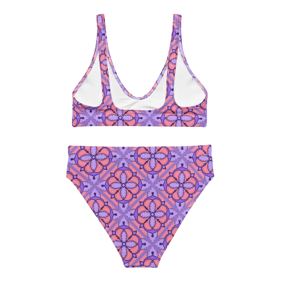 Peach and Lilac Symmetry Pattern High Waisted Bikini product image (3)
