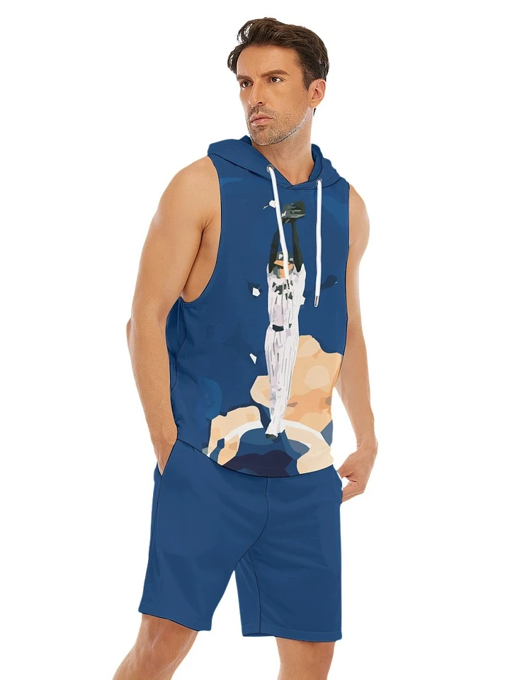 Pitching On top of the World Sleeveless semi stringer hoodie tank And Shorts Sets product image (1)