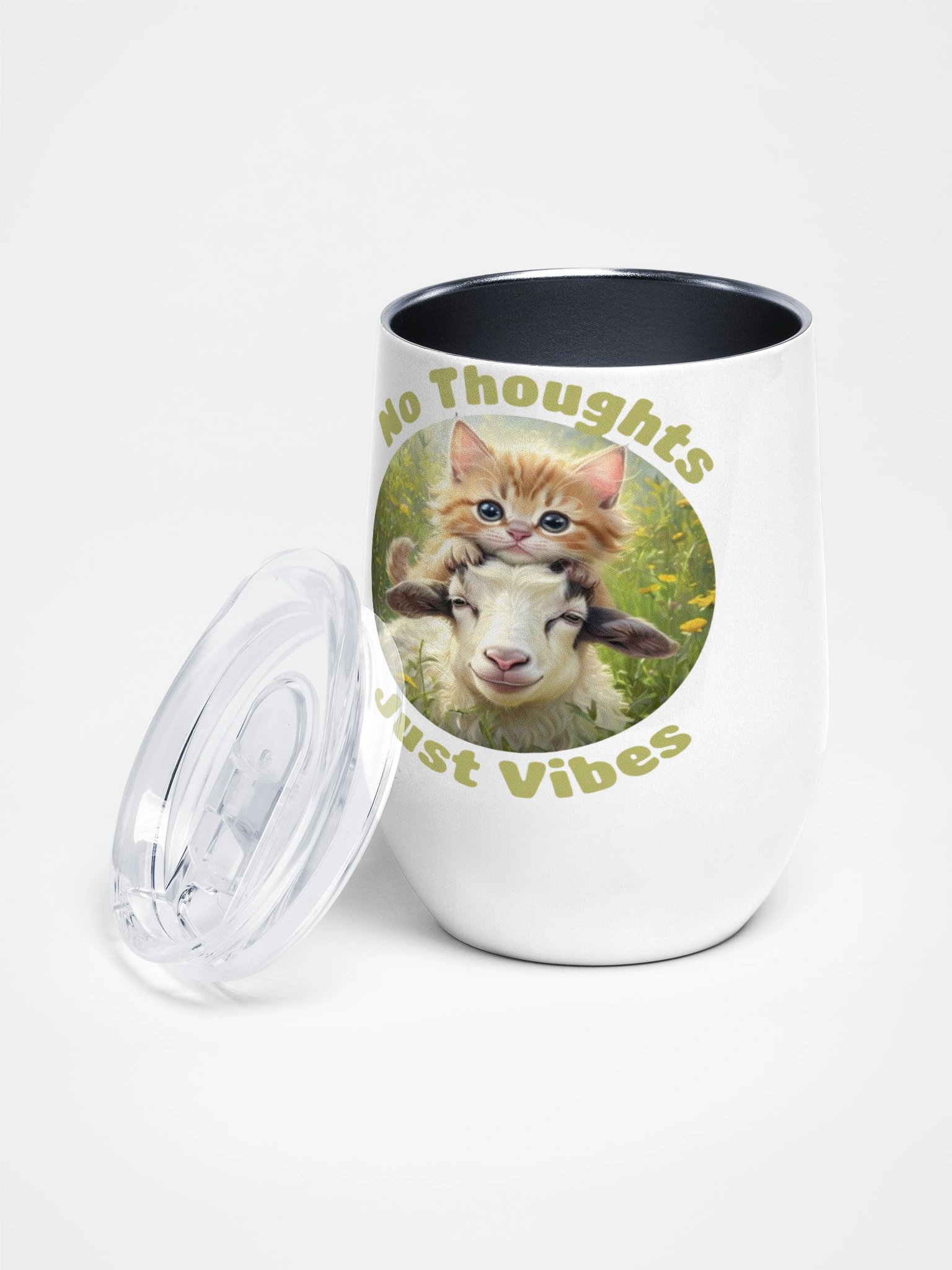 No Thoughts Just Vibes Goat Wine Tumbler product image (2)