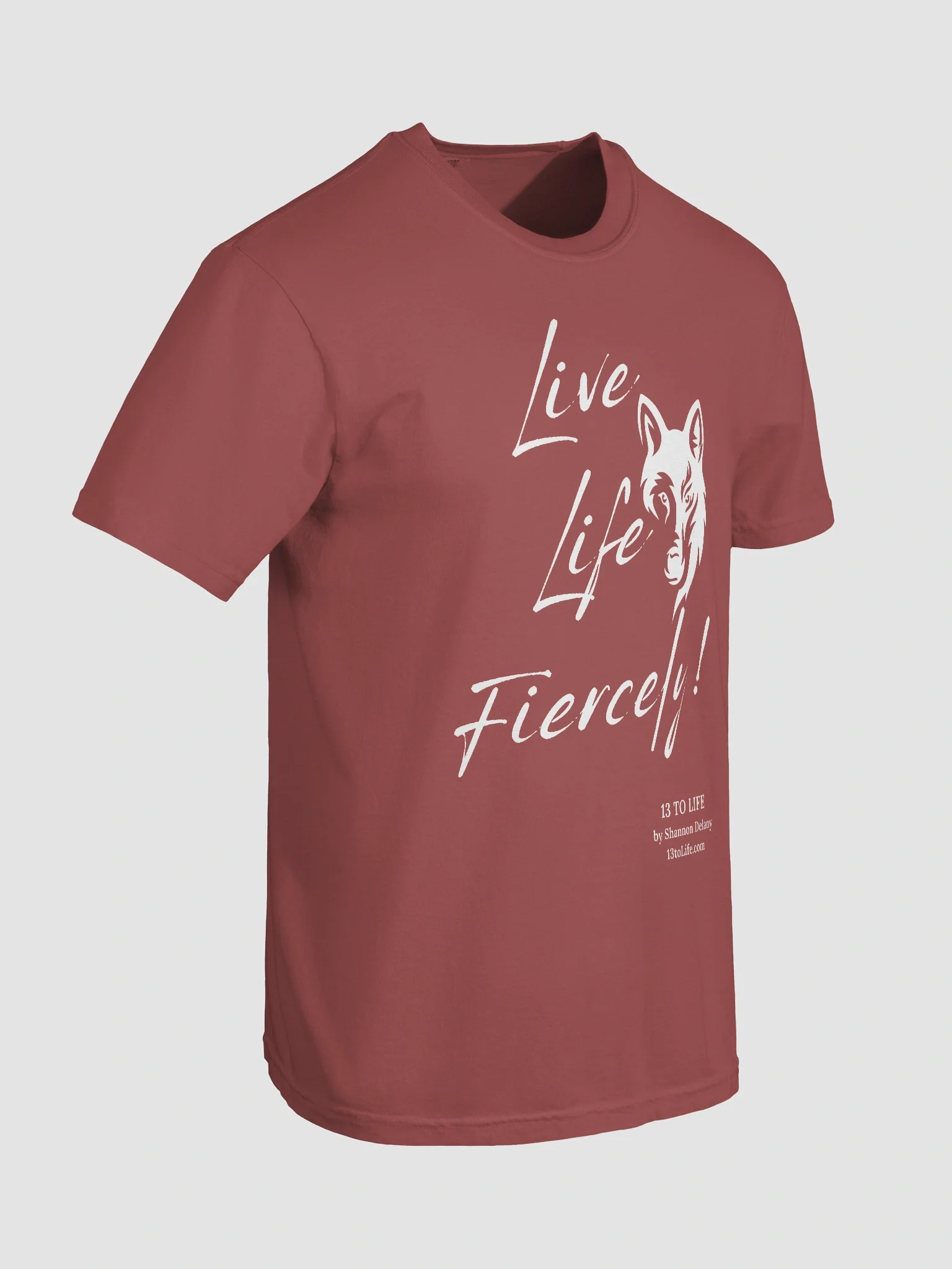 Live Life Fiercely – 13 TO LIFE Wolf T-shirt – White Print on Color product image (112)