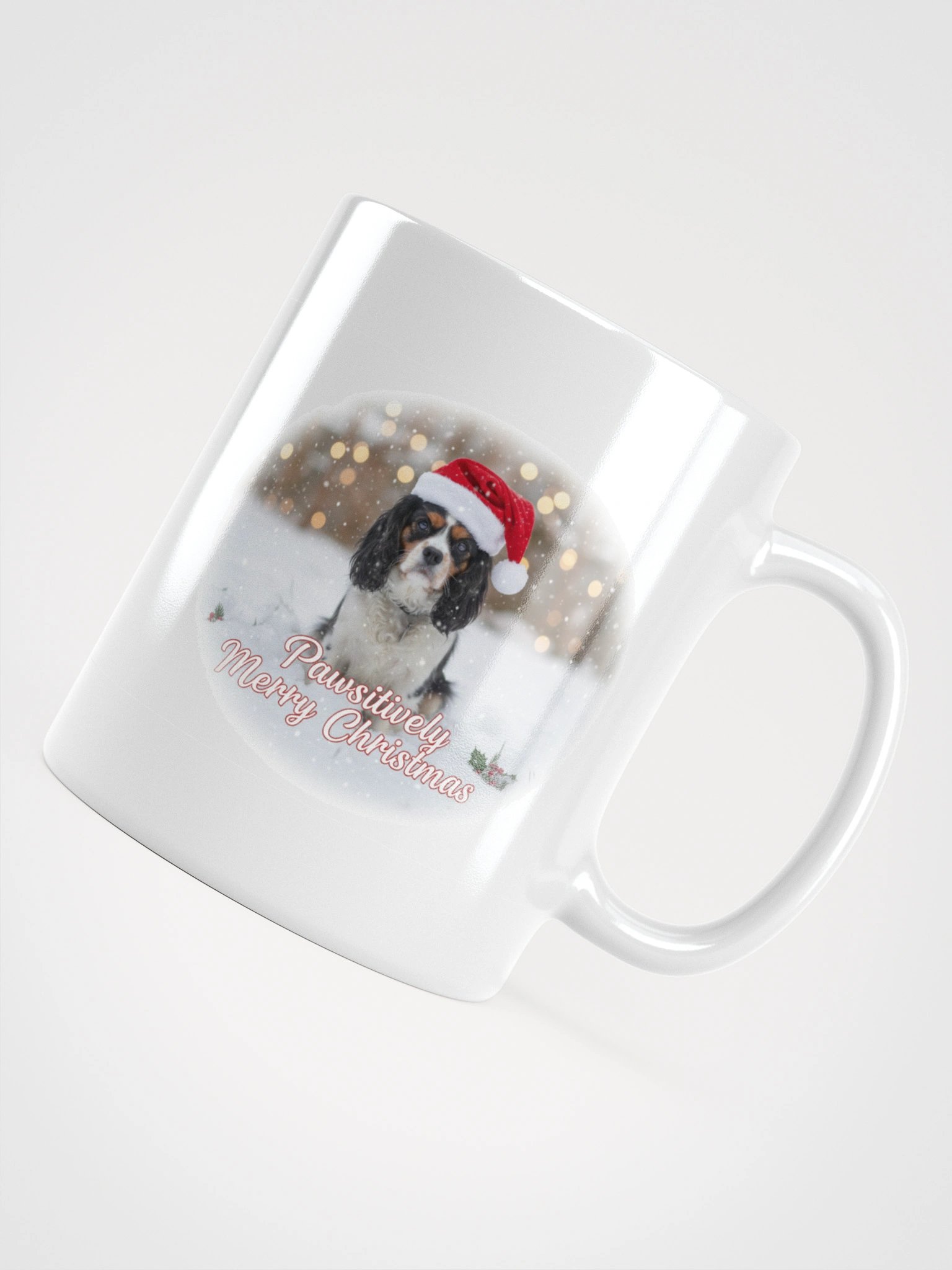White Glossy Mug with Baxter Pawsitively Merry Christmas product image (5)