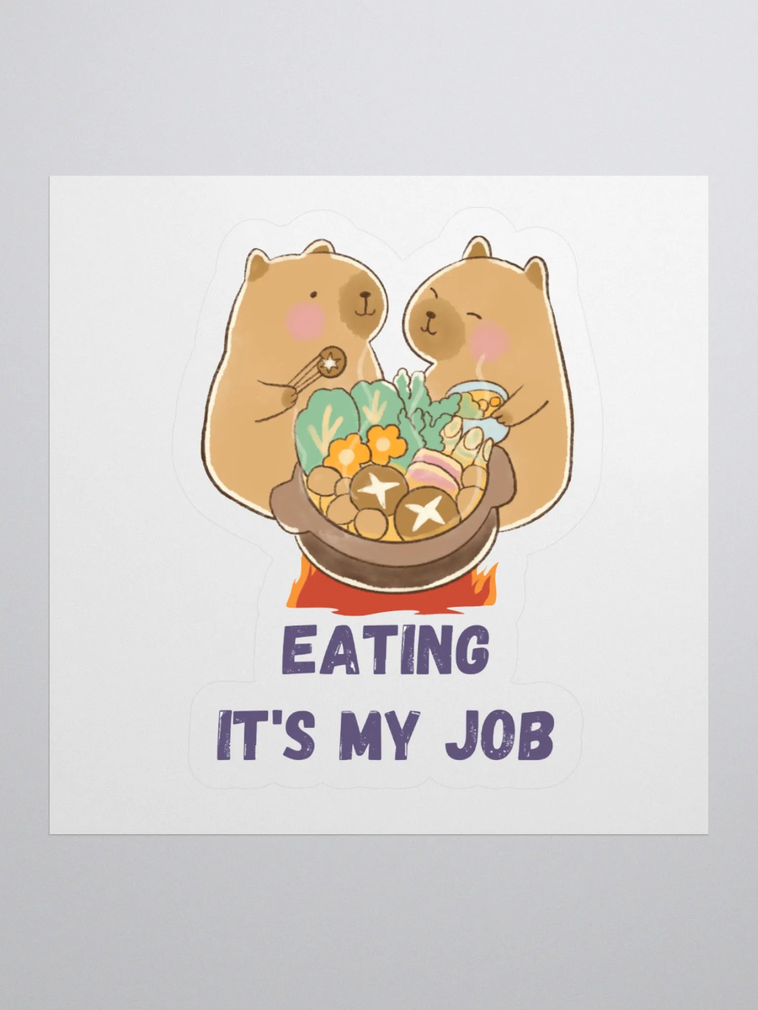 Capybara Hotpot Club — Eating Is My Job Sticker product image (2)