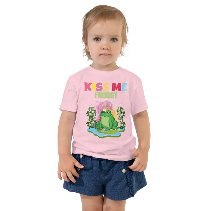 Kiss Me Froggy Colorful Funny Kids T-Shirt – Trendy Bella + Canvas Toddler Gift product image (1)