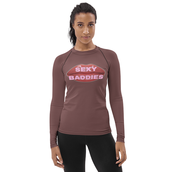 Glossy SexyBaddies Lips All-Over Print Rash Guard Light Wood Women product image (1)