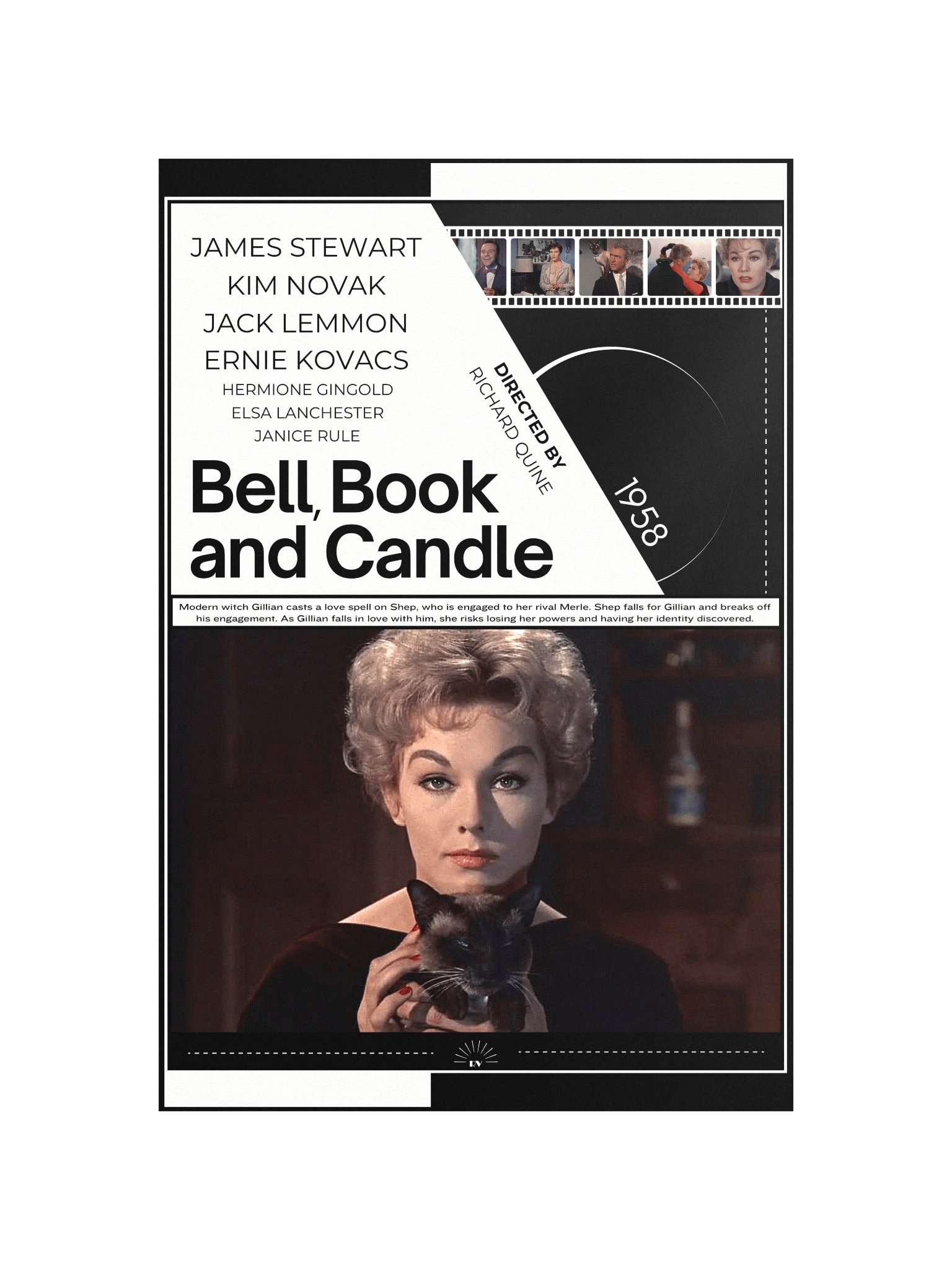 Bell, Book and Candle with James Stewart and Kim Novak 1958 | Movie Poster | 12x18 Wall Art product image (4)