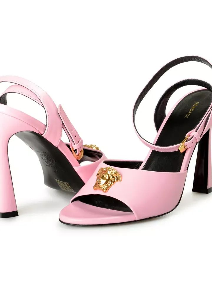 Versace Women's Candy Pink Leather Medusa Ankle Strap High Heel Pumps Shoes product image (1)