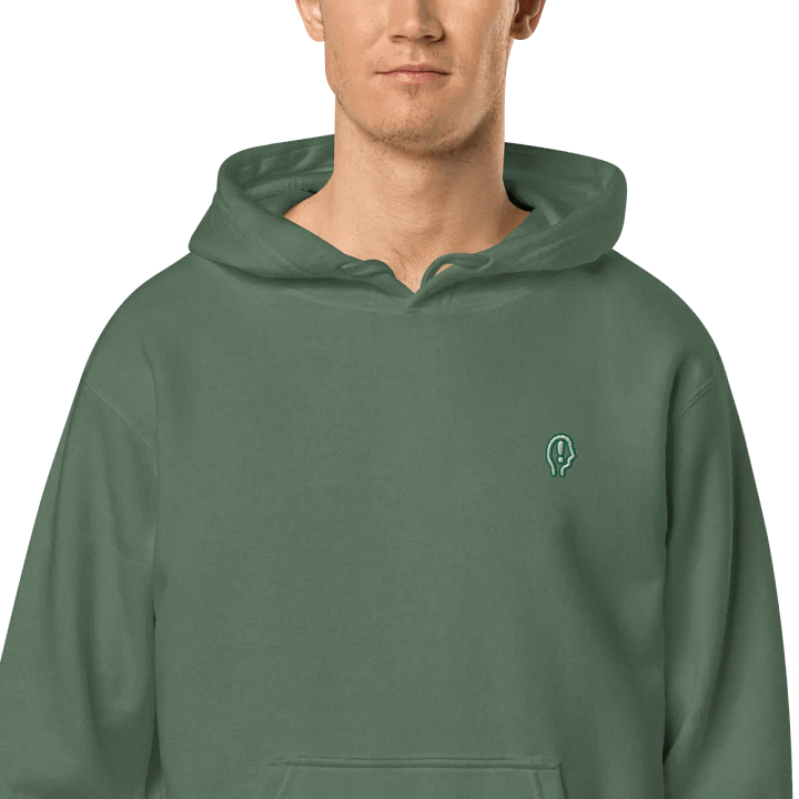 EXCLAIMING MENTALLY (sm. kelly bubble design) embroidered pigment hoodie product image (2)