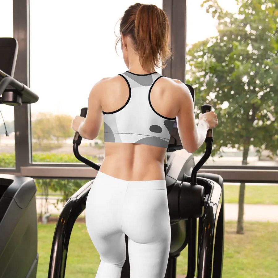 Abstract Gray Camo Padded Sports Bra product image (6)