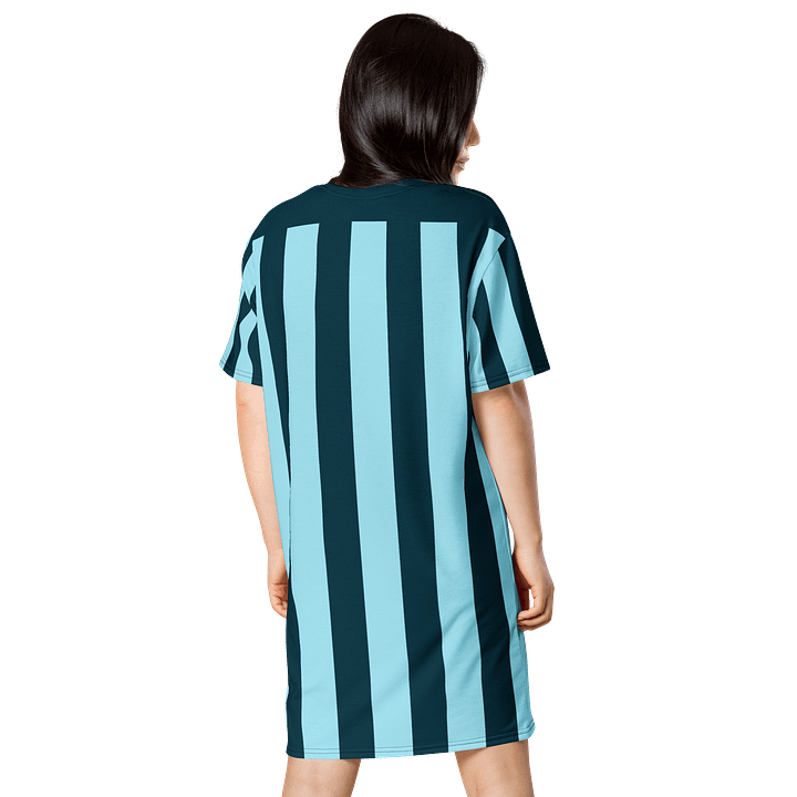 Exclusive Light Blue & Teal Striped Oversized T-Shirt Dress | TDS Music product image (2)