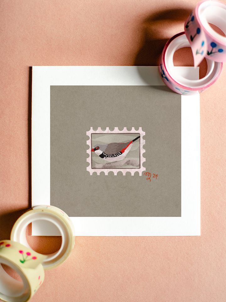 Diamond Firetail Stamp Print – Birbfest 2024 product image (1)