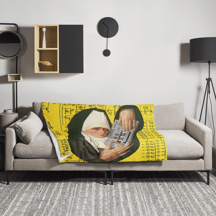 Mater Dolorosa meets Roland TB 303 by Frank Fonik Techno EDM Throw Blanket product image (1)