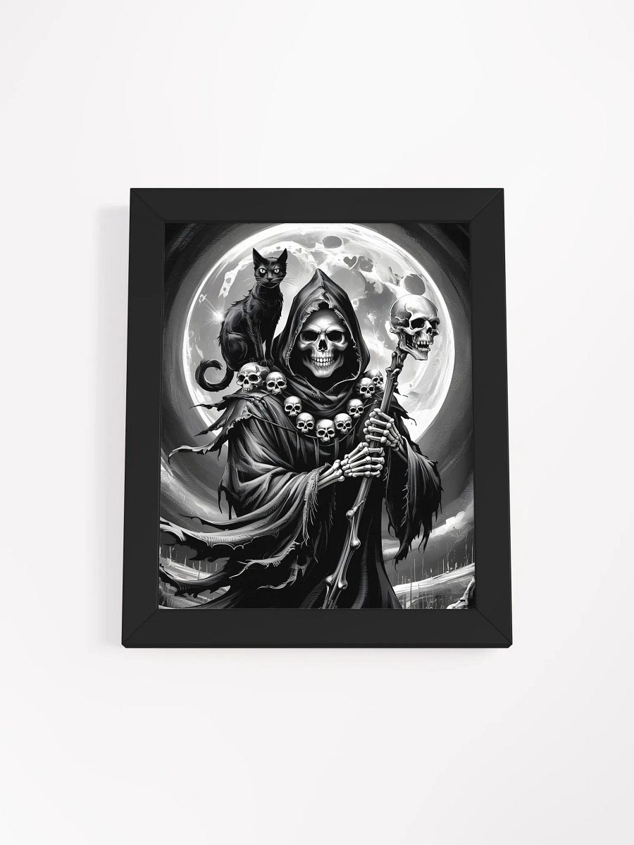 Grim Reaper and Black Cat Framed Print | Gothic Wall Art product image (1)
