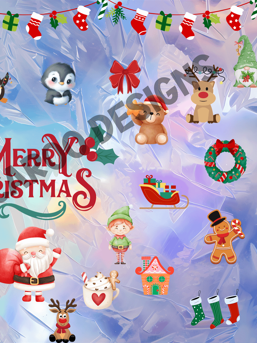 Cute Christmas Collage Tumbler on icy effect background product image (4)