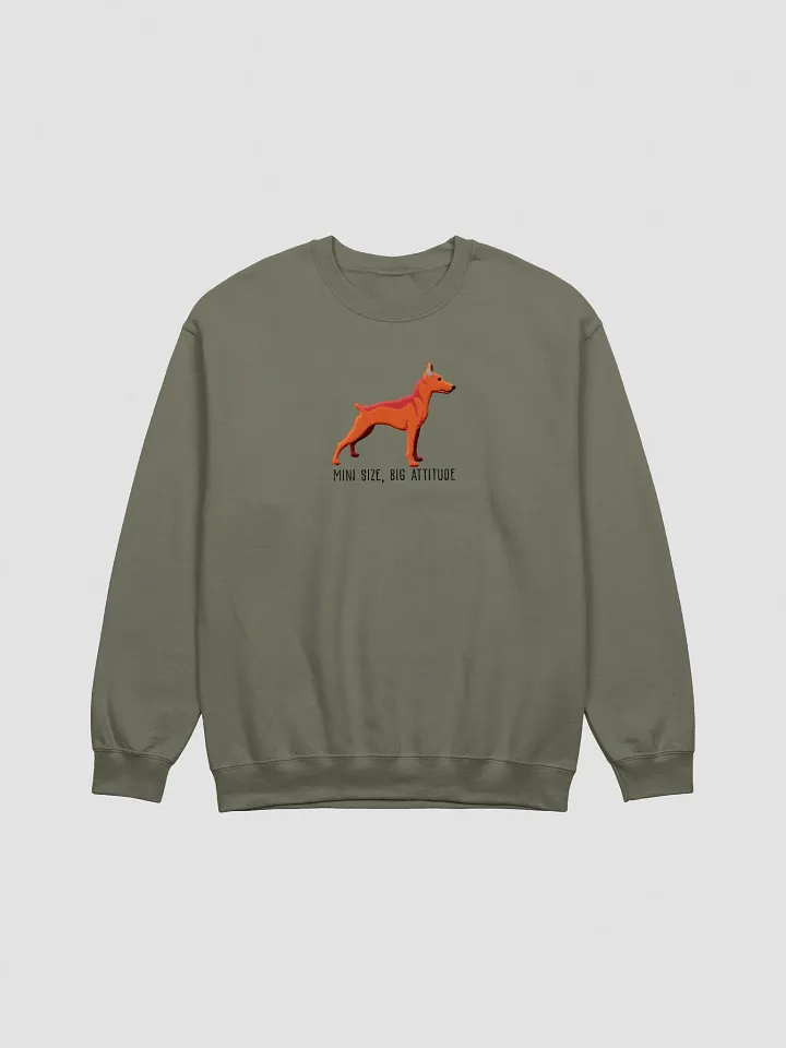 Mini Size, Big Attitude Sweatshirt (Embroidered) of a Mini Pinscher(Red) product image (7)