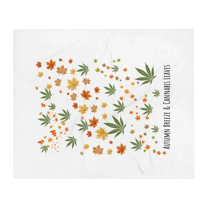 Autumn Breeze & Cannabis Leaves Throw Blanket product image (2)