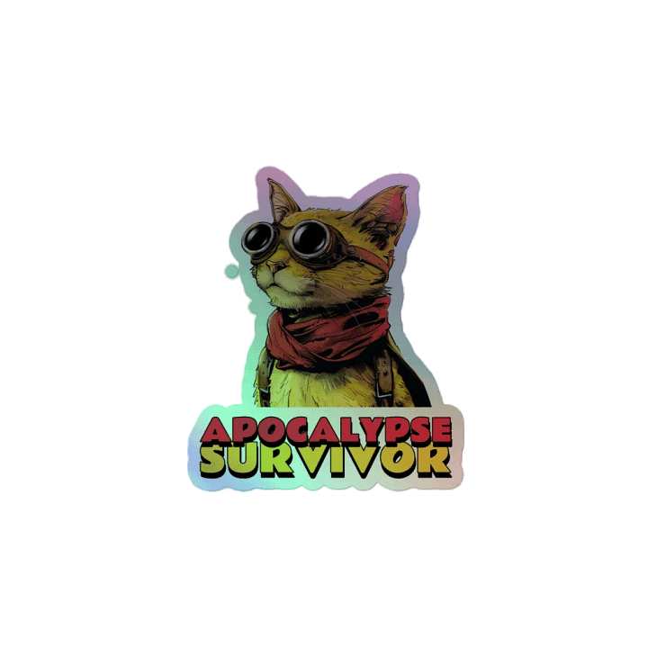 Apocalypse Survivor Cat Holographic Sticker Sheet product image (2)